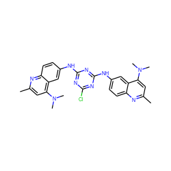 Cc1cc(N(C)C)c2cc(Nc3nc(Cl)nc(Nc4ccc5nc(C)cc(N(C)C)c5c4)n3)ccc2n1 ZINC000098083762