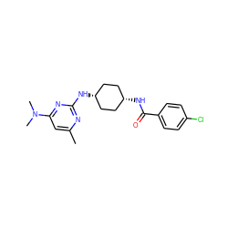 Cc1cc(N(C)C)nc(N[C@H]2CC[C@@H](NC(=O)c3ccc(Cl)cc3)CC2)n1 ZINC000253673501