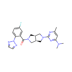 Cc1cc(N(C)C)nc(N2C[C@H]3CN(C(=O)c4cc(F)ccc4-n4nccn4)C[C@H]3C2)n1 ZINC000116826080