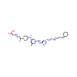 Cc1cc(N(C)C2CCN(C(=O)CCNCC(=O)O)CC2)nc(NCc2cn(CCCNCCCNC3CCCCC3)nn2)n1 ZINC001772642184