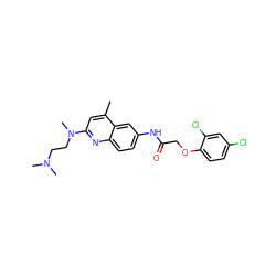 Cc1cc(N(C)CCN(C)C)nc2ccc(NC(=O)COc3ccc(Cl)cc3Cl)cc12 ZINC000013671973