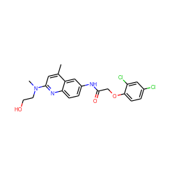 Cc1cc(N(C)CCO)nc2ccc(NC(=O)COc3ccc(Cl)cc3Cl)cc12 ZINC000013671991