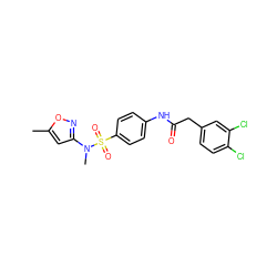 Cc1cc(N(C)S(=O)(=O)c2ccc(NC(=O)Cc3ccc(Cl)c(Cl)c3)cc2)no1 ZINC000103248933