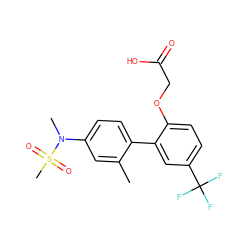 Cc1cc(N(C)S(C)(=O)=O)ccc1-c1cc(C(F)(F)F)ccc1OCC(=O)O ZINC000071332041