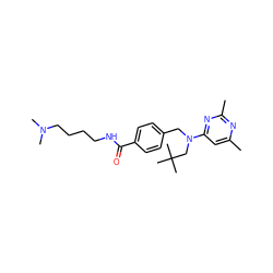 Cc1cc(N(Cc2ccc(C(=O)NCCCCN(C)C)cc2)CC(C)(C)C)nc(C)n1 ZINC001772573561