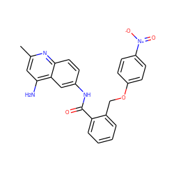 Cc1cc(N)c2cc(NC(=O)c3ccccc3COc3ccc([N+](=O)[O-])cc3)ccc2n1 ZINC000013835525