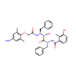 Cc1cc(N)cc(C)c1OCC(=O)N[C@@H](Cc1ccccc1)[C@H](O)C(=O)N(Cc1ccccc1)NC(=O)c1cccc(O)c1C ZINC000003988250