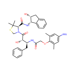 Cc1cc(N)cc(C)c1OCC(=O)N[C@@H](Cc1ccccc1)[C@H](O)C(=O)N1CSC(C)(C)[C@H]1C(=O)N[C@H]1c2ccccc2C[C@H]1O ZINC000049850825