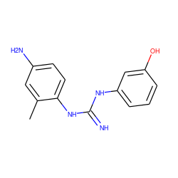 Cc1cc(N)ccc1NC(=N)Nc1cccc(O)c1 ZINC000026480118