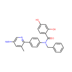 Cc1cc(N)cnc1-c1ccc(N(Cc2ccccc2)C(=O)c2ccc(O)cc2O)cc1 ZINC000653667721