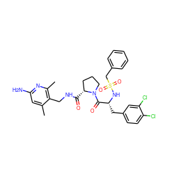 Cc1cc(N)nc(C)c1CNC(=O)[C@@H]1CCCN1C(=O)[C@@H](Cc1ccc(Cl)c(Cl)c1)NS(=O)(=O)Cc1ccccc1 ZINC000027207218