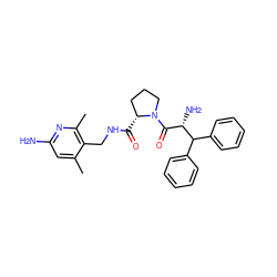 Cc1cc(N)nc(C)c1CNC(=O)[C@@H]1CCCN1C(=O)[C@H](N)C(c1ccccc1)c1ccccc1 ZINC000013766347