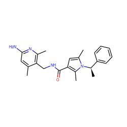 Cc1cc(N)nc(C)c1CNC(=O)c1cc(C)n([C@H](C)c2ccccc2)c1C ZINC000114078475