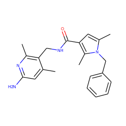 Cc1cc(N)nc(C)c1CNC(=O)c1cc(C)n(Cc2ccccc2)c1C ZINC000114077937