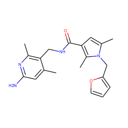 Cc1cc(N)nc(C)c1CNC(=O)c1cc(C)n(Cc2ccco2)c1C ZINC000114078935