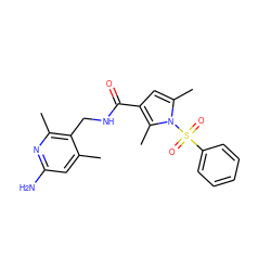 Cc1cc(N)nc(C)c1CNC(=O)c1cc(C)n(S(=O)(=O)c2ccccc2)c1C ZINC000114077905