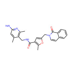 Cc1cc(N)nc(C)c1CNC(=O)c1cc(Cn2ccc3ccccc3c2=O)oc1C ZINC000114078648