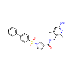 Cc1cc(N)nc(C)c1CNC(=O)c1ccn(S(=O)(=O)c2ccc(-c3ccccc3)cc2)c1 ZINC000114079056