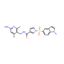 Cc1cc(N)nc(C)c1CNC(=O)c1ccn(S(=O)(=O)c2ccc3c(ccn3C)c2)c1 ZINC000114079083