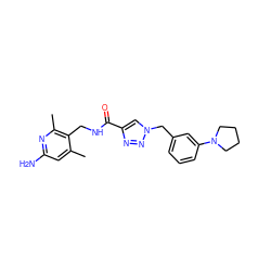 Cc1cc(N)nc(C)c1CNC(=O)c1cn(Cc2cccc(N3CCCC3)c2)nn1 ZINC000114076982