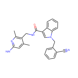 Cc1cc(N)nc(C)c1CNC(=O)c1cn(Cc2ccccc2C#N)c2ccccc12 ZINC000114080049