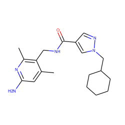 Cc1cc(N)nc(C)c1CNC(=O)c1cnn(CC2CCCCC2)c1 ZINC000114078599