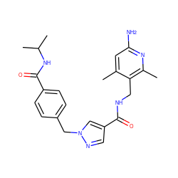 Cc1cc(N)nc(C)c1CNC(=O)c1cnn(Cc2ccc(C(=O)NC(C)C)cc2)c1 ZINC000114079555