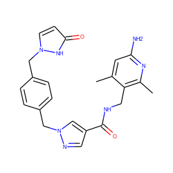 Cc1cc(N)nc(C)c1CNC(=O)c1cnn(Cc2ccc(Cn3ccc(=O)[nH]3)cc2)c1 ZINC000114079170