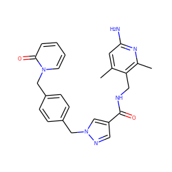 Cc1cc(N)nc(C)c1CNC(=O)c1cnn(Cc2ccc(Cn3ccccc3=O)cc2)c1 ZINC000114079542