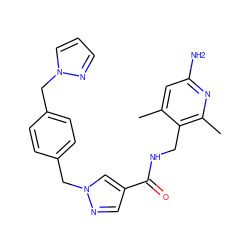 Cc1cc(N)nc(C)c1CNC(=O)c1cnn(Cc2ccc(Cn3cccn3)cc2)c1 ZINC000114078956