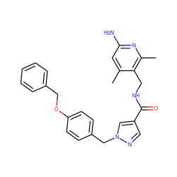 Cc1cc(N)nc(C)c1CNC(=O)c1cnn(Cc2ccc(OCc3ccccc3)cc2)c1 ZINC000114077971