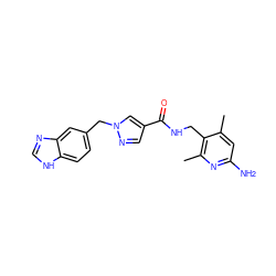 Cc1cc(N)nc(C)c1CNC(=O)c1cnn(Cc2ccc3[nH]cnc3c2)c1 ZINC000114079608