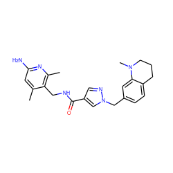 Cc1cc(N)nc(C)c1CNC(=O)c1cnn(Cc2ccc3c(c2)N(C)CCC3)c1 ZINC000114077703