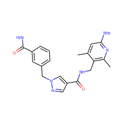 Cc1cc(N)nc(C)c1CNC(=O)c1cnn(Cc2cccc(C(N)=O)c2)c1 ZINC000114078094