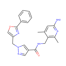 Cc1cc(N)nc(C)c1CNC(=O)c1cnn(Cc2coc(-c3ccccc3)n2)c1 ZINC000114079097