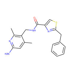 Cc1cc(N)nc(C)c1CNC(=O)c1csc(Cc2ccccc2)n1 ZINC000114078400