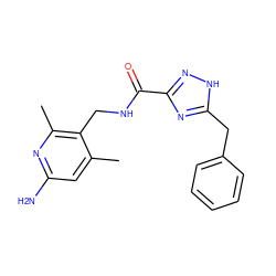 Cc1cc(N)nc(C)c1CNC(=O)c1n[nH]c(Cc2ccccc2)n1 ZINC000114078584