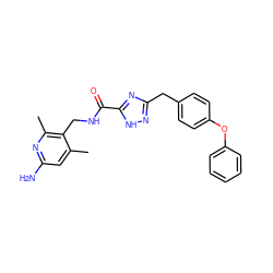 Cc1cc(N)nc(C)c1CNC(=O)c1nc(Cc2ccc(Oc3ccccc3)cc2)n[nH]1 ZINC000114078793