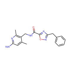 Cc1cc(N)nc(C)c1CNC(=O)c1nc(Cc2ccccc2)no1 ZINC000114079440