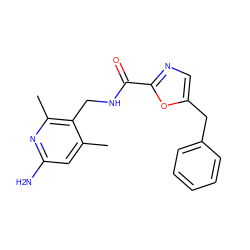 Cc1cc(N)nc(C)c1CNC(=O)c1ncc(Cc2ccccc2)o1 ZINC000114078467