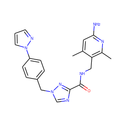 Cc1cc(N)nc(C)c1CNC(=O)c1ncn(Cc2ccc(-n3cccn3)cc2)n1 ZINC000114079730