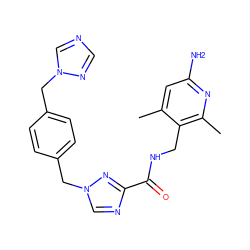 Cc1cc(N)nc(C)c1CNC(=O)c1ncn(Cc2ccc(Cn3cncn3)cc2)n1 ZINC000114079253