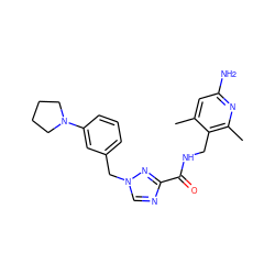 Cc1cc(N)nc(C)c1CNC(=O)c1ncn(Cc2cccc(N3CCCC3)c2)n1 ZINC000114079066