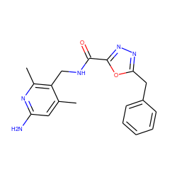 Cc1cc(N)nc(C)c1CNC(=O)c1nnc(Cc2ccccc2)o1 ZINC000114079384