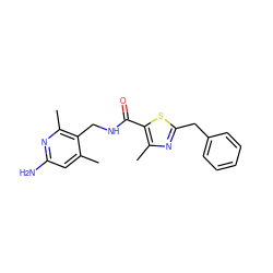 Cc1cc(N)nc(C)c1CNC(=O)c1sc(Cc2ccccc2)nc1C ZINC000114078465