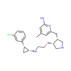 Cc1cc(N)nc(C[C@@H]2CNC[C@@H]2OCCN[C@@H]2C[C@@H]2c2cccc(Cl)c2)c1 ZINC000095589937