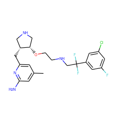 Cc1cc(N)nc(C[C@@H]2CNC[C@@H]2OCCNCC(F)(F)c2cc(F)cc(Cl)c2)c1 ZINC000072180949