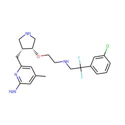 Cc1cc(N)nc(C[C@@H]2CNC[C@@H]2OCCNCC(F)(F)c2cccc(Cl)c2)c1 ZINC000072181169