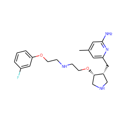 Cc1cc(N)nc(C[C@@H]2CNC[C@@H]2OCCNCCOc2cccc(F)c2)c1 ZINC000049111926