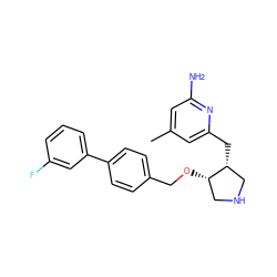 Cc1cc(N)nc(C[C@@H]2CNC[C@@H]2OCc2ccc(-c3cccc(F)c3)cc2)c1 ZINC000058591091